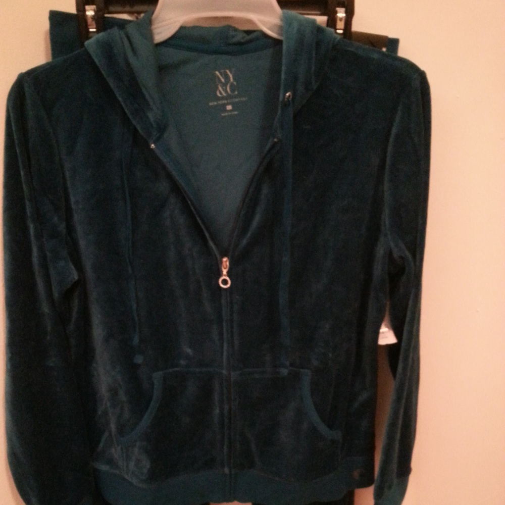teal velour jogging set